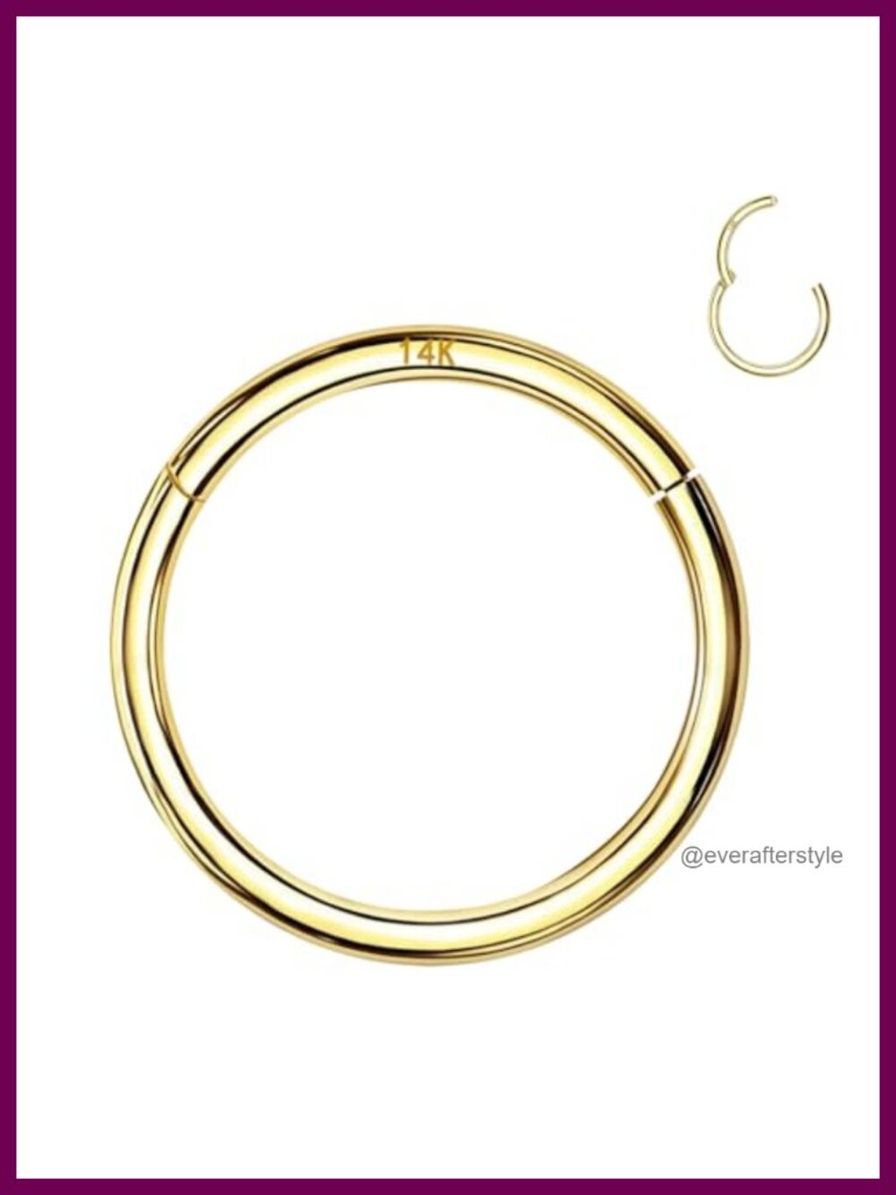 14k Solid Gold Septum Ring Hoop Nose Cartilage Piercing Jewelry 8mm 20G
